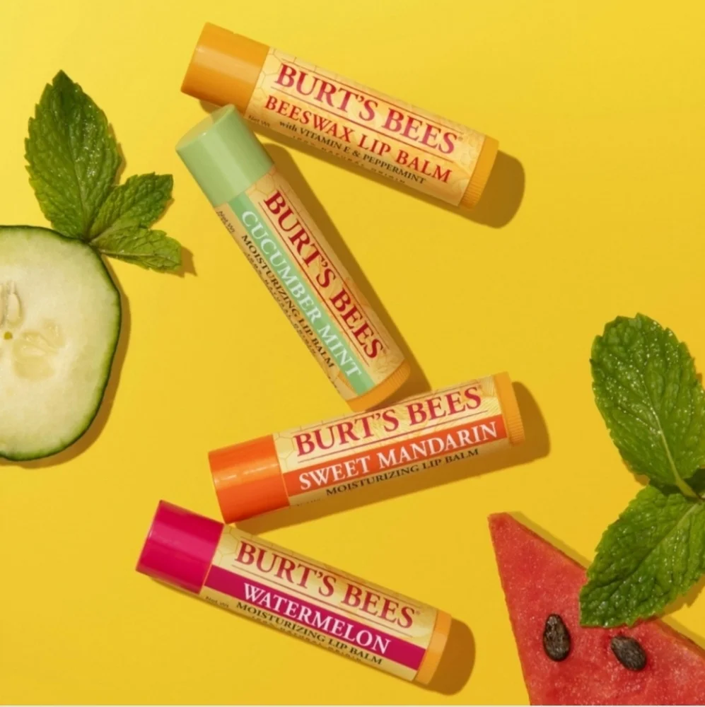 Burt's Bees Lip Balm Original Beeswax Cucumber Mint Watermelon Sweet Mandarin